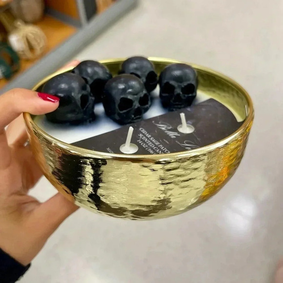 Black Skull Gold Candle New Halloween Bella Lux - Picture 3 of 4